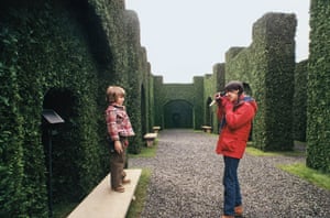 Wendy Torrance taking Polaroids of Danny in the centre of the hedge maze