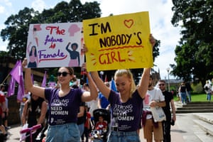 Women take part in a march
