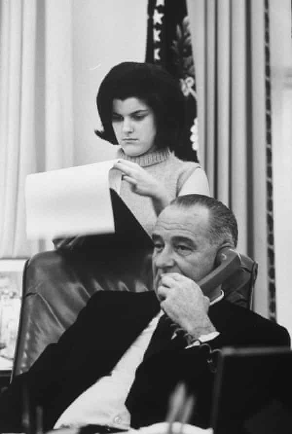 Lyndon Johnson with his daughter Luci at the White House.