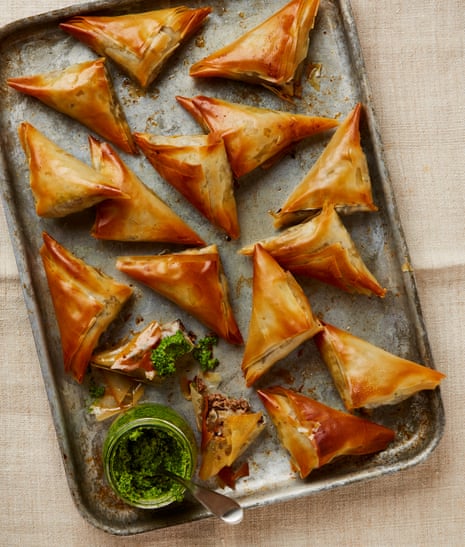Meera Sodha's chestnut mushroom and walnut samosas.