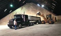 A mountain of raw sugar is stored in a warehouse in Santa Rosa, Texas, in 2005. 