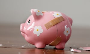 Close-up of a broken piggy bank