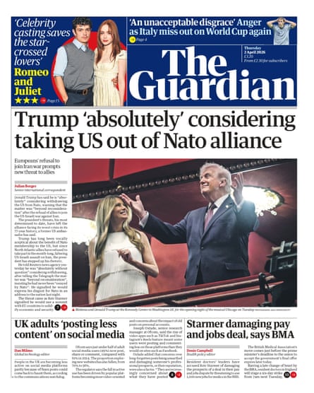 The Guardian front page