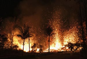 A new fissure erupts in Leilani Estates in Pahoa, Hawaii.