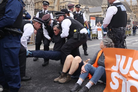 Just Stop Oil protesters outside parliament.