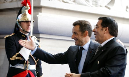 Ben Ali, right, with Nicolas Sarkozy at the EU-Mediterranean summit in Paris in 2008.