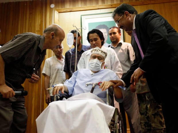 Abdelbaset al-Megrahi sitting in a wheelchair in his room at a hospital in Tripoli in September 2009.