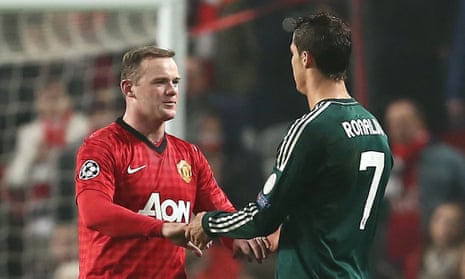 Wayne Rooney talks to Cristiano Ronaldo after Real Madrid knocked Manchester United out of the Champions League in 2013 on the Portuguese’s Old Trafford return