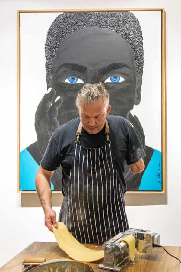 Cooking for 30 at the private view for his exhibition at 193 gallery in Paris in 2022.