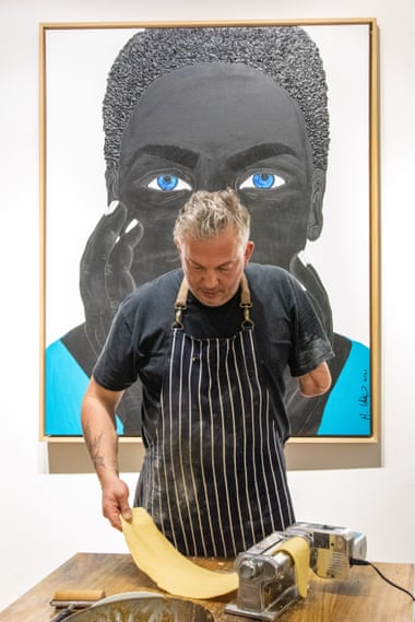Cooking for 30 at the private view for his exhibition at 193 gallery in Paris in 2022.