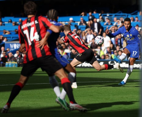 Morgan Rogers scores Chelsea's second goal.
