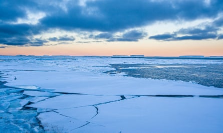 Broken and melting sea ice in the Weddell Sea, Antarctica.