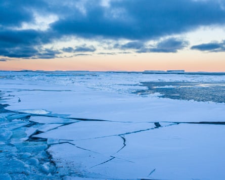 Broken and melting sea ice in the Weddell Sea, Antarctica.