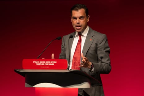 Cabinet Secretary for Transport Ken Skates speaks at the Welsh Labour Conference on June 29, 2025 in Llandudno, Wales.
