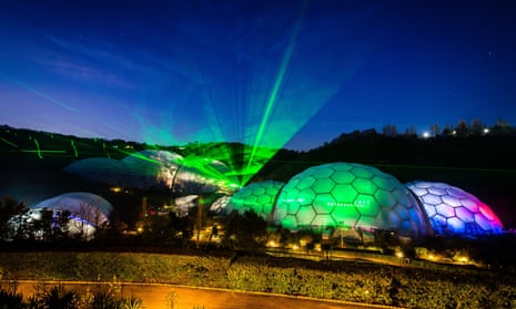 Christmas light show at the Eden Project, Cornwall.