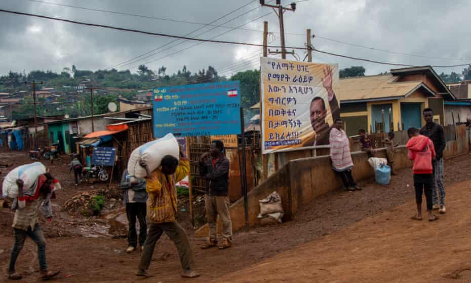 A poster celebrating Ethiopia’s prime minister, Abiy Ahmed, in Gedeb town