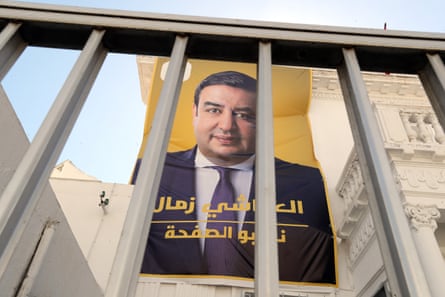 A poster of the Tunisian presidential candidate Ayachi Zammel