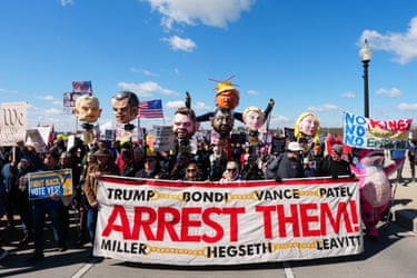 Washington DC, USProtesters at ‘No Kings’ demonstration in Washington demanding arrests of Trump administration officials