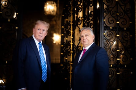 Donald Trump and Viktor Orbán at Mar-a-Lago on 11 July.