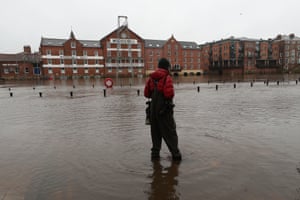 York, England: water levels rise in York as Storm Christoph is forecast to bring widespread flooding, gales and snow to parts of the UK