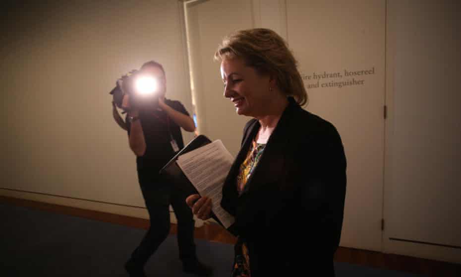 Sussan Ley arrives at a press conference in Canberra.