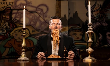 Ben Stevenson eating spaghetti