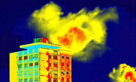 Thermal image on a residential building 