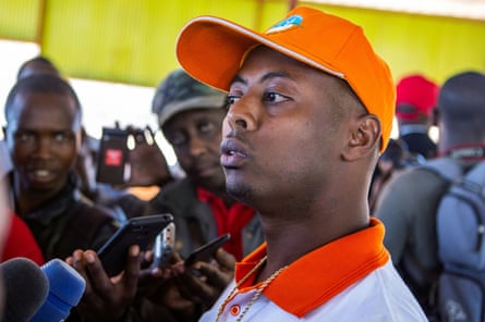 Rwandan singer Kizito Mihigo talks to reporters after his release from prison, in Kigali, Rwanda September 15, 2018
