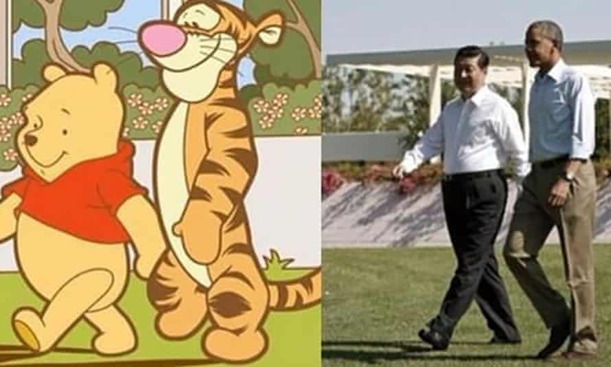 Winnie the Pooh characters alongside Xi Jinping and Barack Obama.