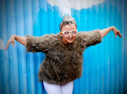 The actor and disability arts advocate Sarah Houbolt as KooKoo the Bird Girl.
