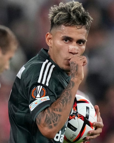Camilo Duran celebrates after scoring Celtic’s first goal.