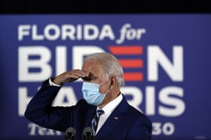 Joe Biden arrives to speak at Southwest Focal Point Community Center in Pembroke Pines, Florida.