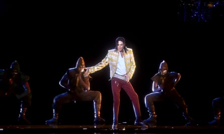 A holographic image of Michael Jackson performing at the 2014 Billboard music awards.