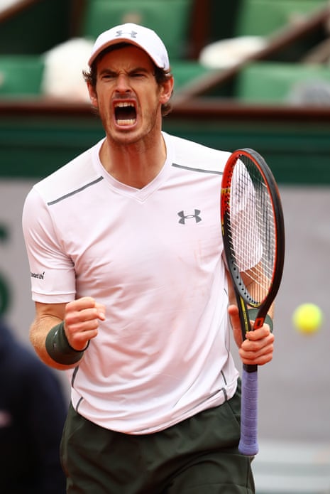 Murray reacts as he wins to make it to his first final at Roland Garros.