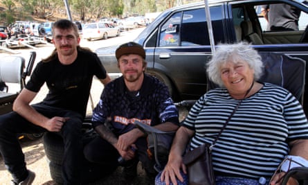 Miriam Margolyes with her new friends in Australia Unmasked.