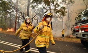 Firefighters conduct back-burning on the New South Wales Central Coast, 10 December 2019