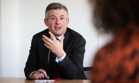 Jonathan Ashworth, the shadow work and pensions secretary, on a visit to the Wellbeing Hub in  Nottingham.