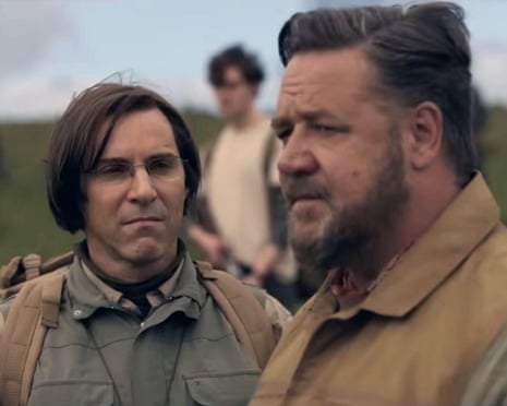No sign of Spidey … Alessandro Nivola and Russell Crowe in Kraven the Hunter.