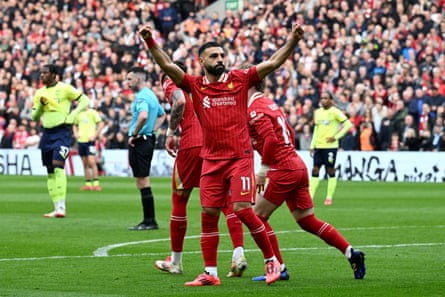 Mohamed Salah celebrates