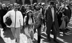 Yayoi Kusama at an artistic “happening” in New York’s Central Park in 1969.