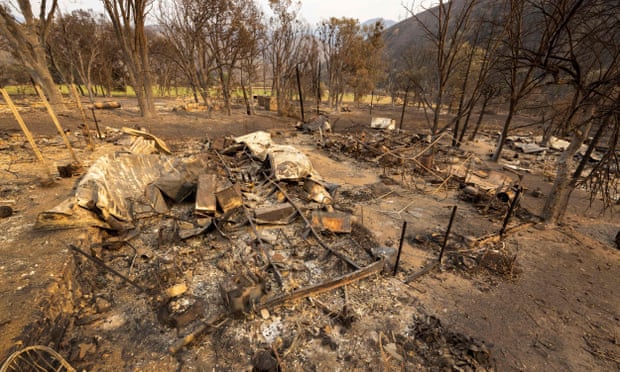 Burnt trailers in the Oak Ridge mobile home park destroyed in the McKinney Fire, near Yreka, California, on Tuesday.