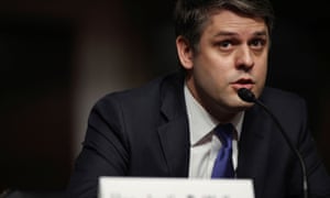 Judge Justin Walker testifies on Wednesday before a Senate judiciary committee confirmation hearing on his nomination to be a US circuit judge for the District of Columbia Circuit.