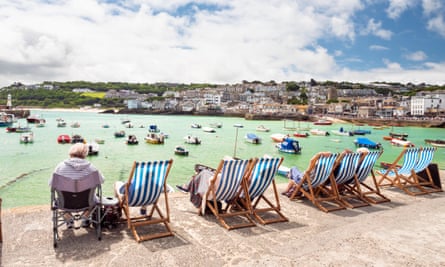 Elderly holiday makers in St Ives, Cornwall.