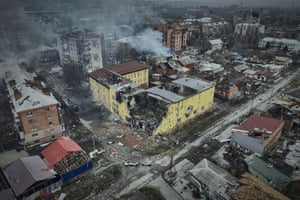 An aerial view of Bakhmut, the site of heavy battles with Russian troops in the Donetsk region of Ukraine