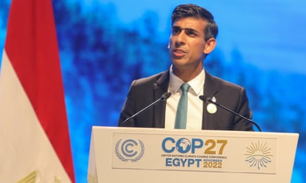Rishi Sunak delivers a speech at COP27