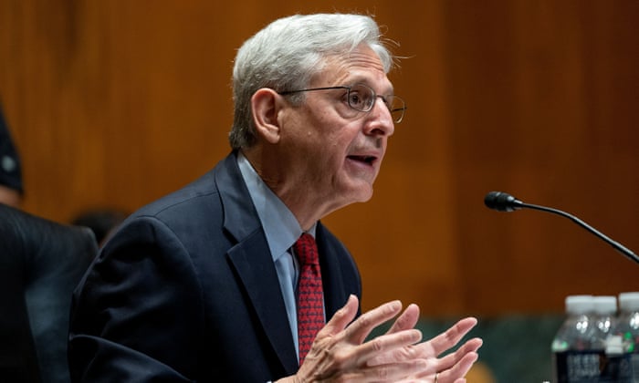 Merrick Garland answers questions during a Senate Appropriations Subcommittee today.