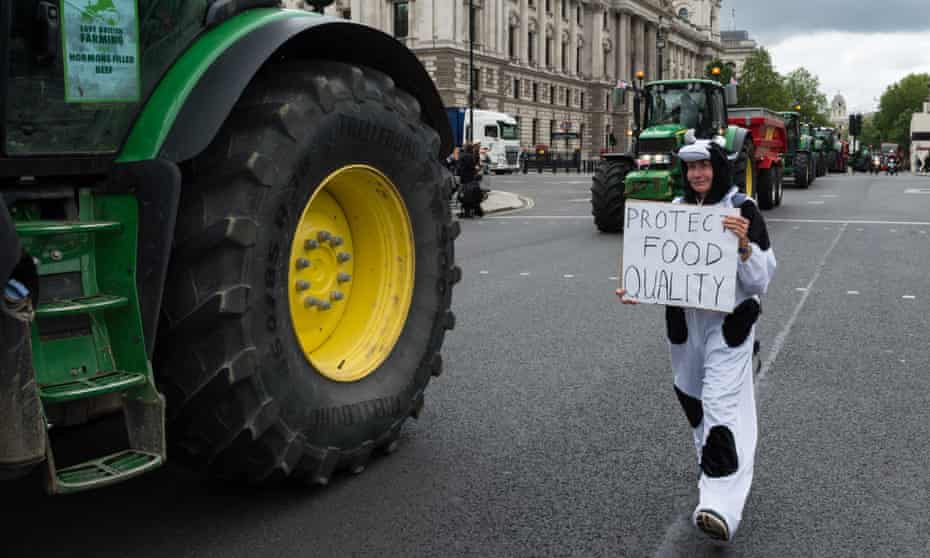 British farmers protesting against the agriculture bill in July 2020, London.