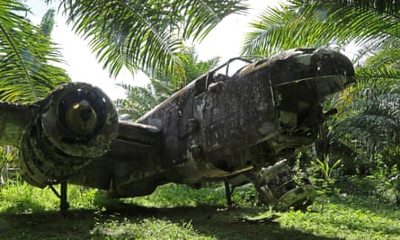 The wreck of a B-25 bomber near Walindi.
