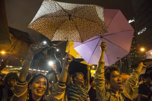 Hong Kong students stage a rally in October 2014 to mark one month since protests began.