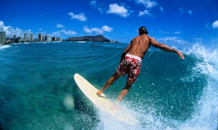Surfer riding a wave, Waikiki South Shore, Oahu, Hawaii, USA